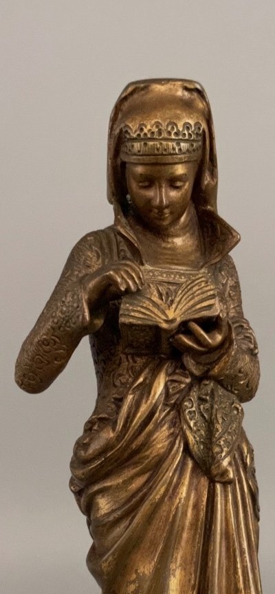 Sculpture en bronze Carrier Belleuse « La Liseuse »-photo-2