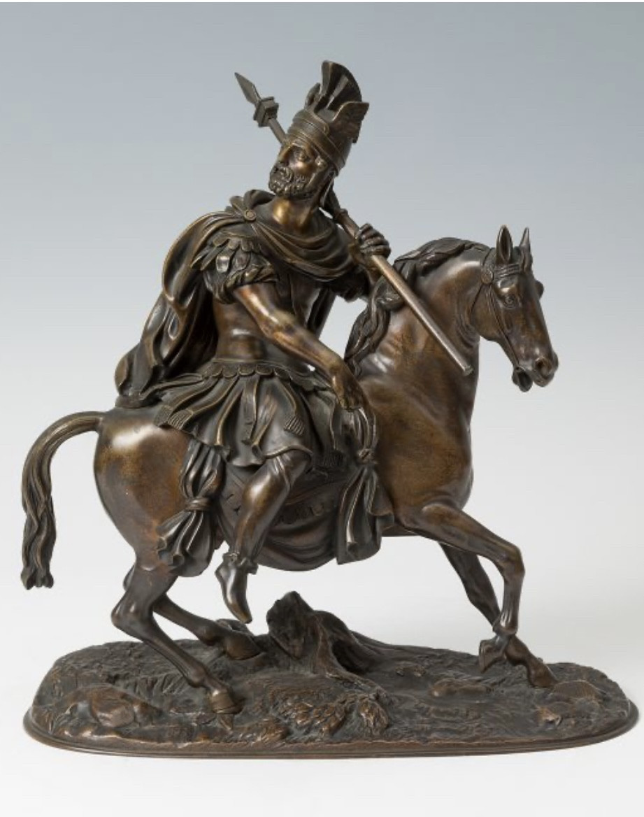 Sculpture En Bronze Général Romain à Cheval 