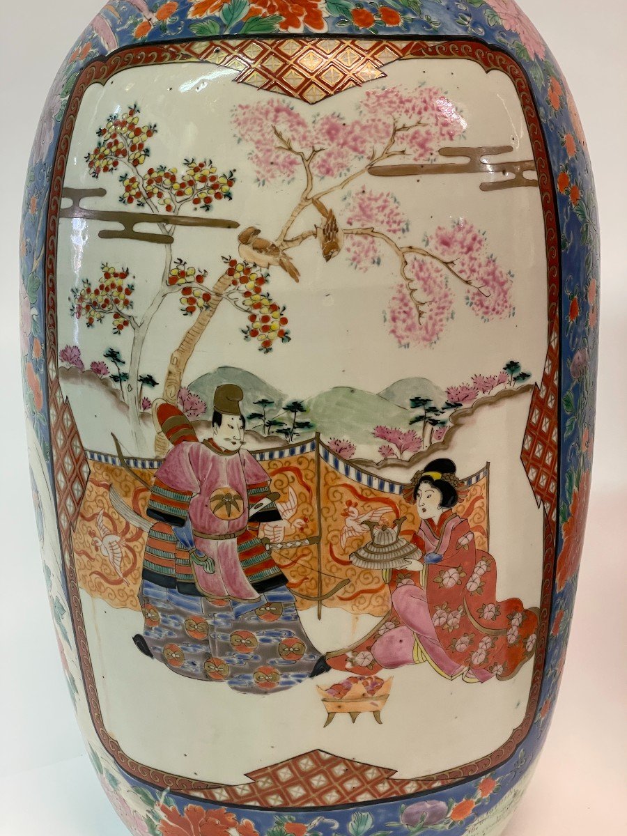 Paire de vase XIX Meiji "La préparation du Samouraï "-photo-2