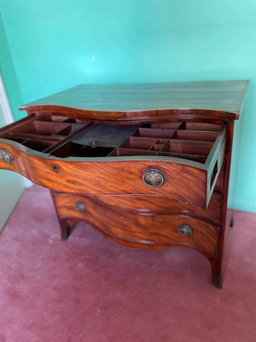 English Commode, Secretary In Trompe l'Oeil XIX Century-photo-4