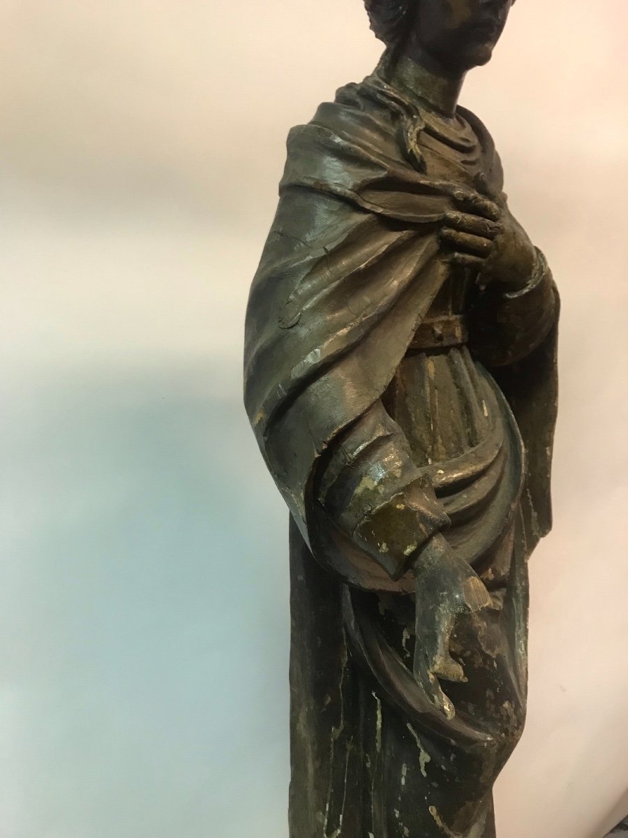 Saint In Carved Wood XVII Century-photo-5