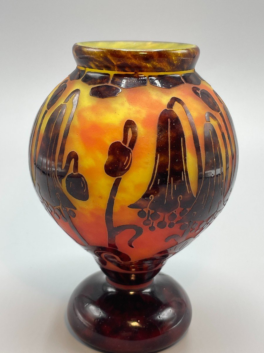 Vase Art Déco En Pâte De Verre Signé Le Verre Français -photo-2