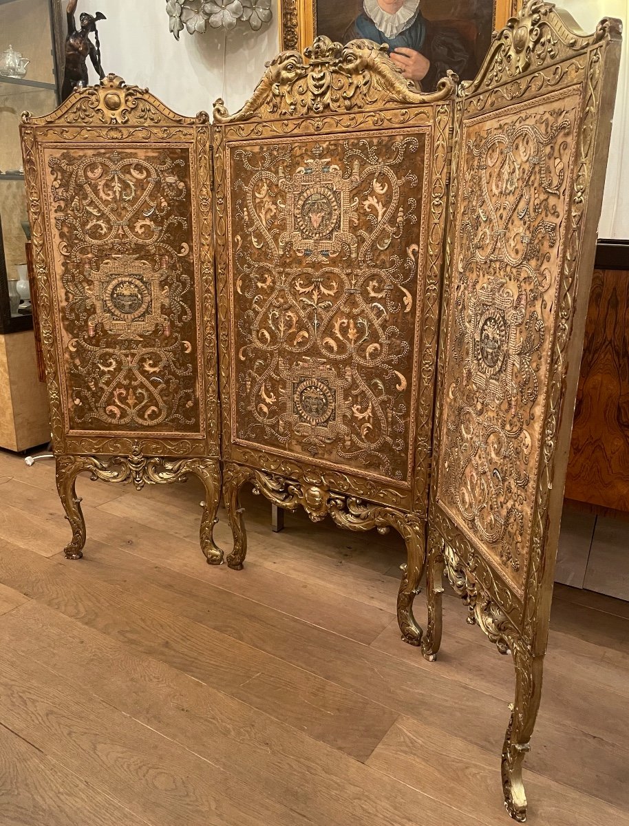 Screen Louis XIV Golden Wood-photo-6