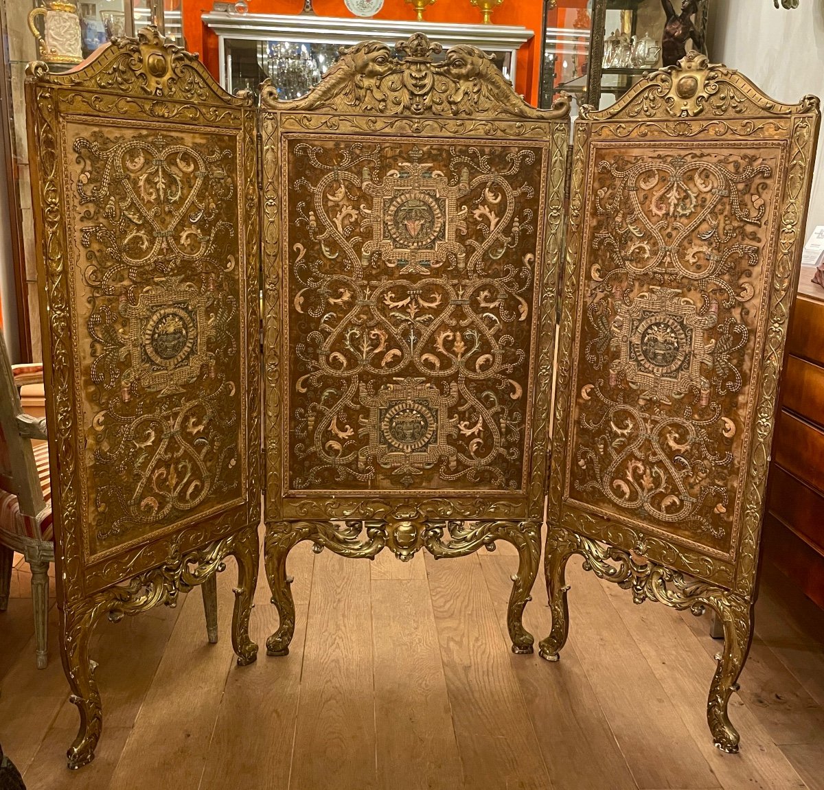 Screen Louis XIV Golden Wood