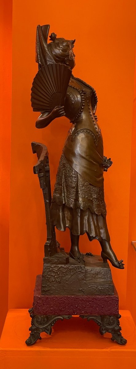 Bronze Sculpture "carmen" By Auguste De Wever-photo-2