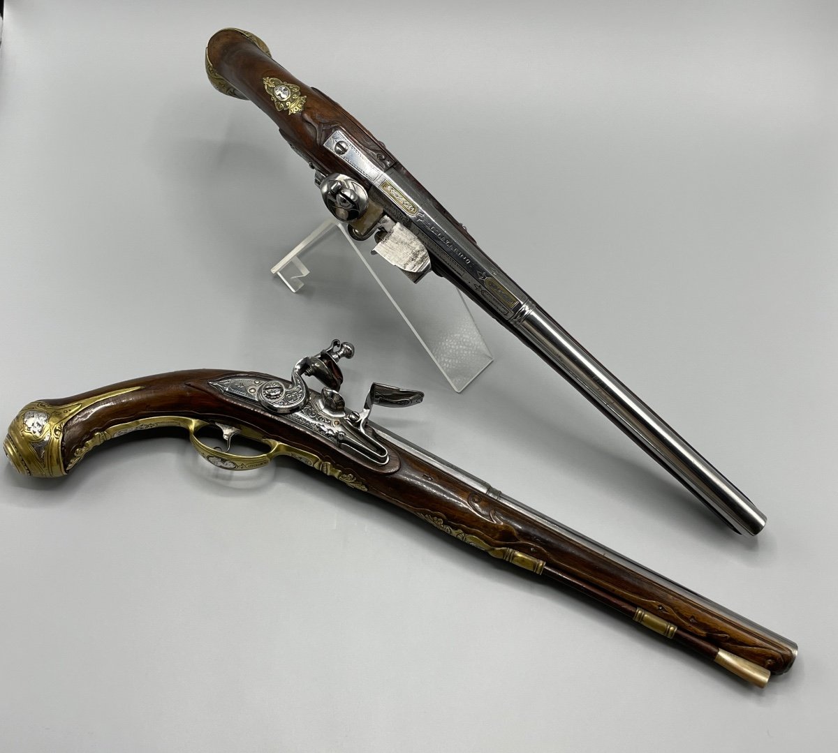 Pair Of Italian Pistol XVIII Century "a. Lazaro »-photo-2