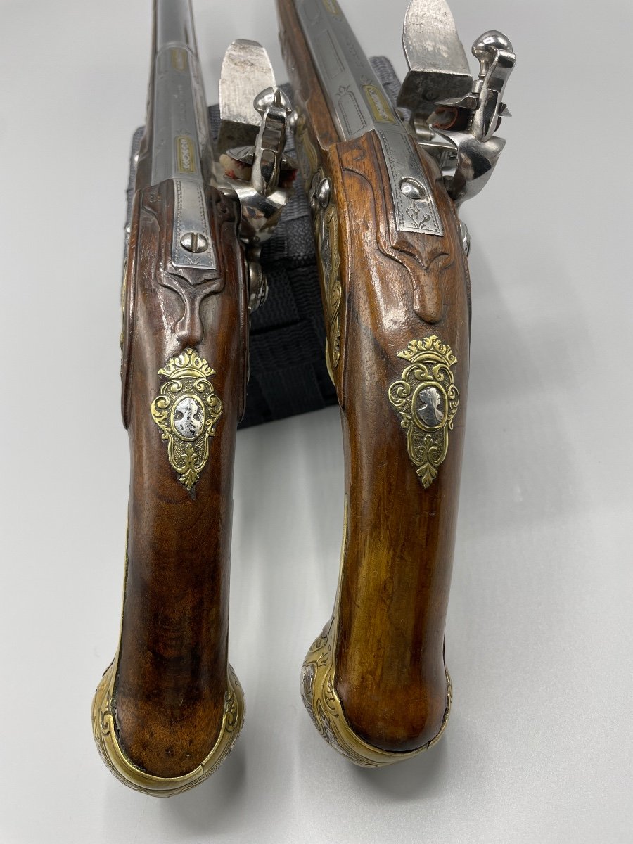 Pair Of Italian Pistol XVIII Century "a. Lazaro »-photo-4