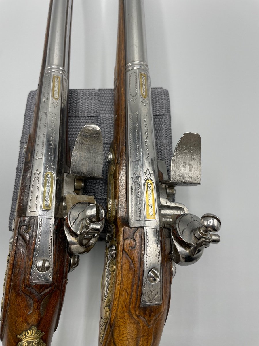 Pair Of Italian Pistol XVIII Century "a. Lazaro »-photo-1