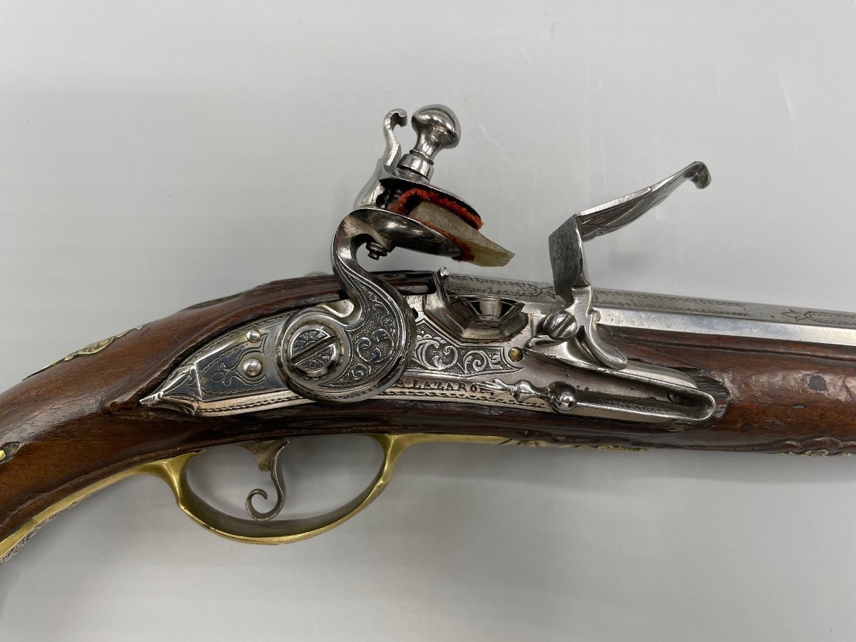 Pair Of Italian Pistol XVIII Century "a. Lazaro »-photo-5