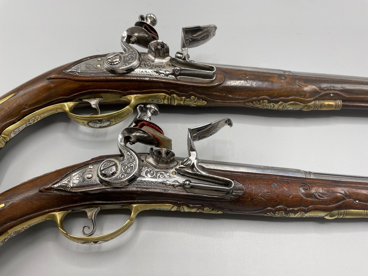 Pair Of Italian Pistol XVIII Century "a. Lazaro »-photo-6