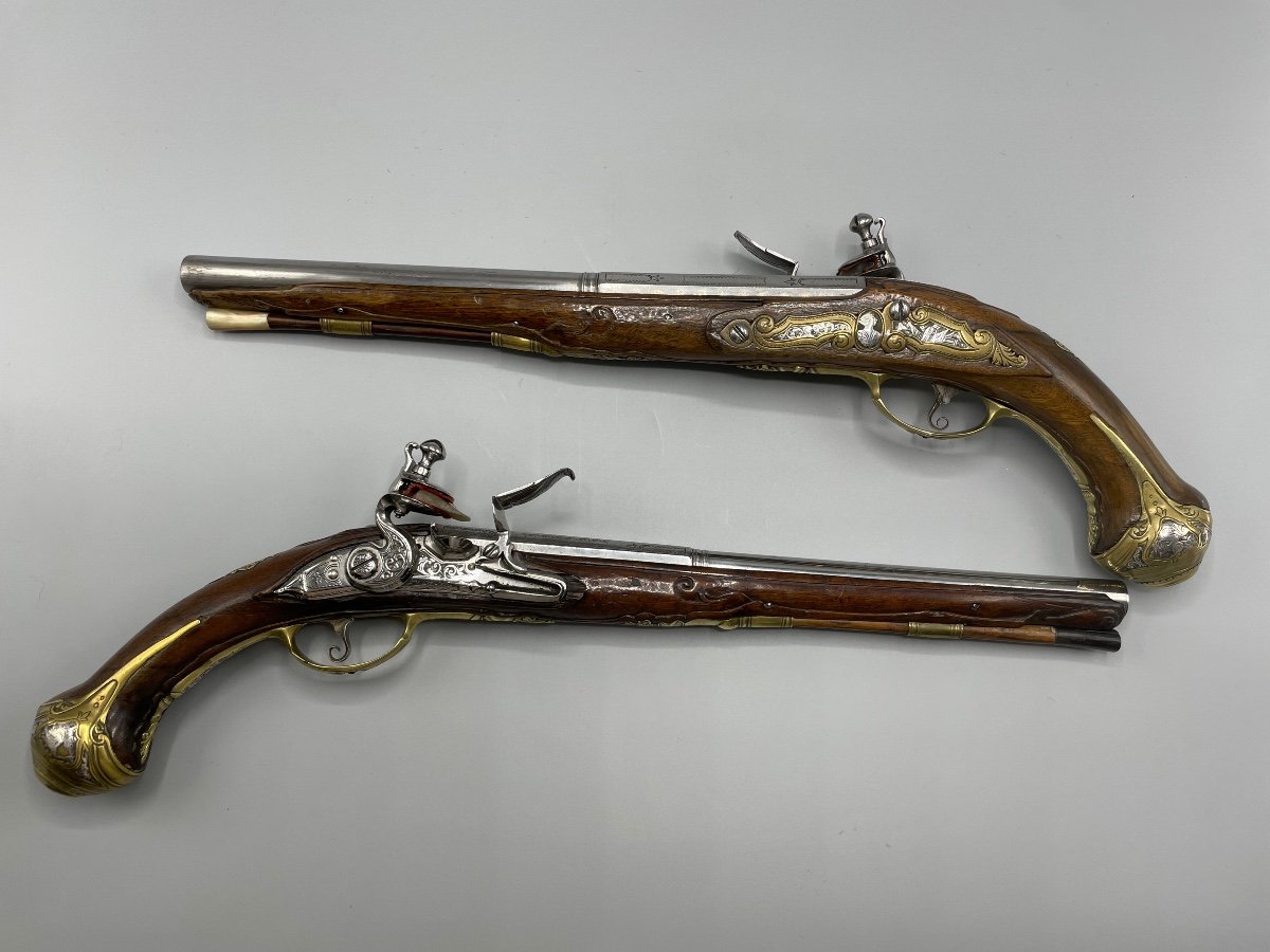 Pair Of Italian Pistol XVIII Century "a. Lazaro »-photo-8