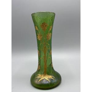 Art Nouveau Gilded Iridescent Vase 