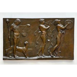 Large Bronze Bas Relief “dyonysus”