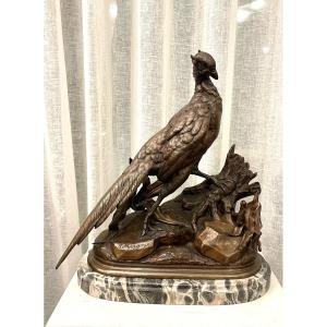 Bronze Sculpture 19th Century Jules Moigniez “pheasant Hen”