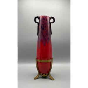 Vase d’époque Art Déco  à Anses Appliquées 