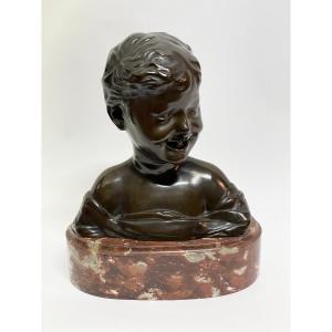 Bronze Sculpture "young Smiling Boy" After Donatello