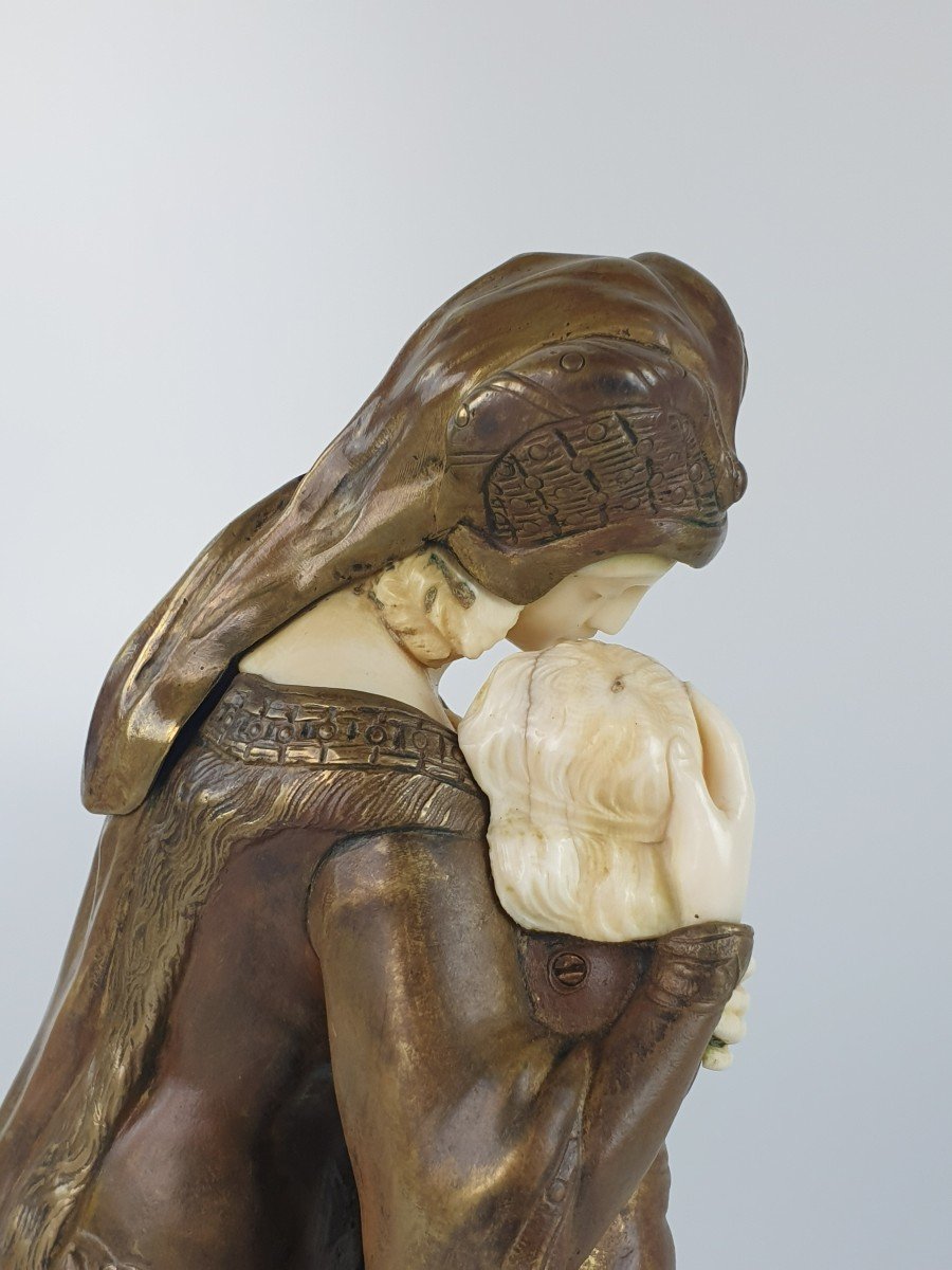 Figure En Bronze Et Ivoire Maurice Constant (1892-1970) Amour Maternel-photo-7