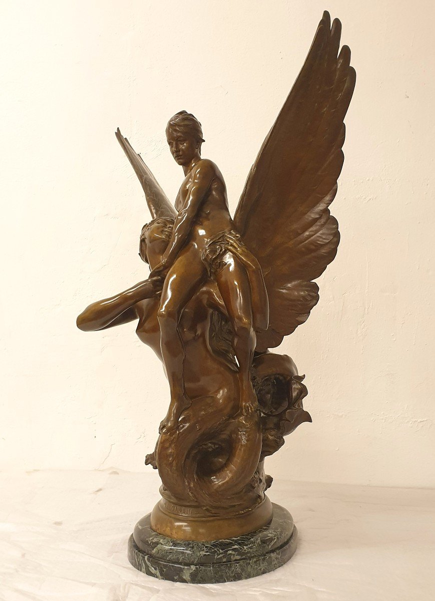 Grande Figure En Bronze La Sirene 97cm Denys Puech (1854-1942)  F. Barbedienne-photo-2