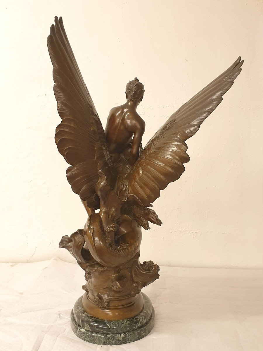 Grande Figure En Bronze La Sirene 97cm Denys Puech (1854-1942)  F. Barbedienne-photo-4