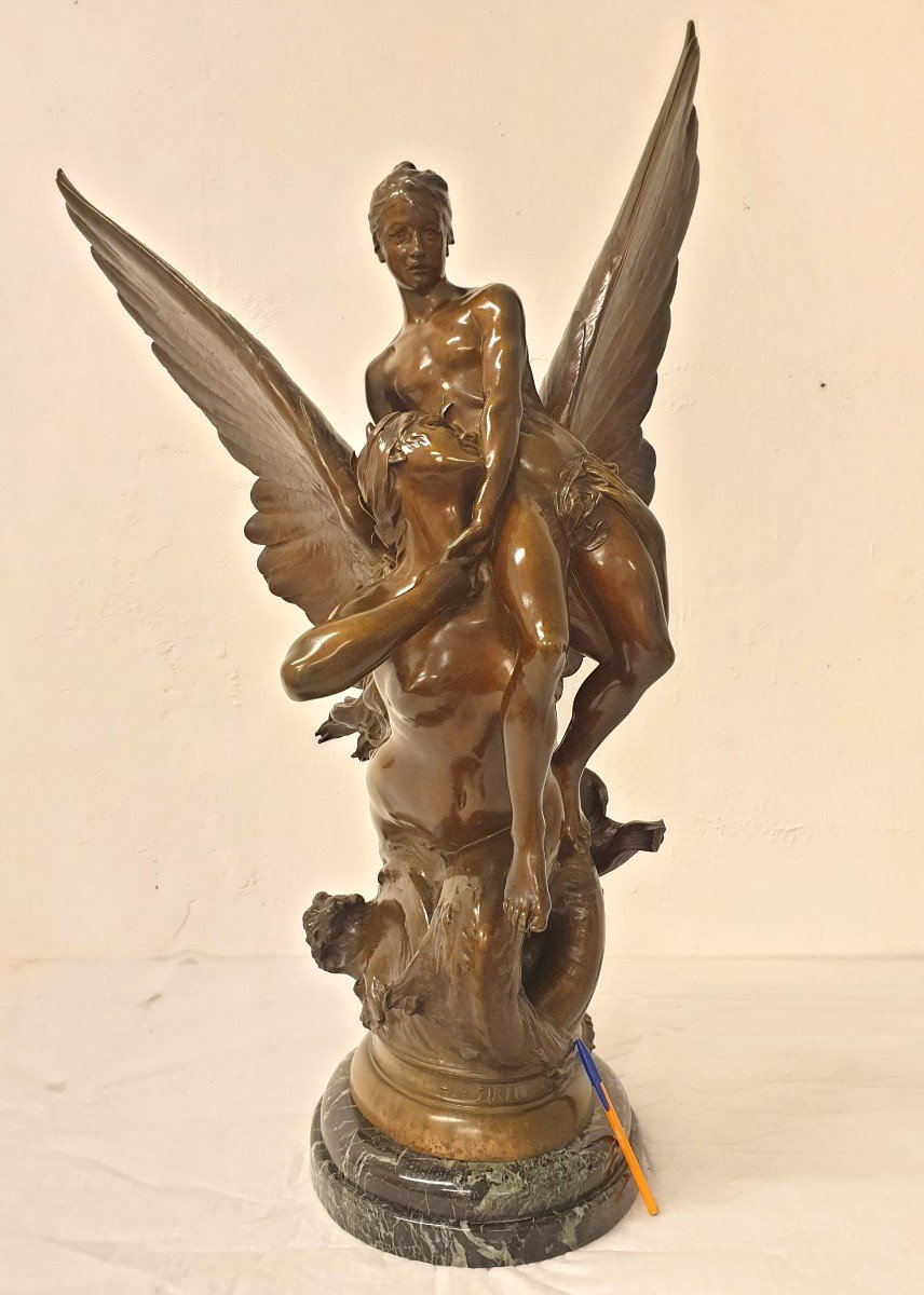 Grande Figure En Bronze La Sirene 97cm Denys Puech (1854-1942)  F. Barbedienne-photo-1