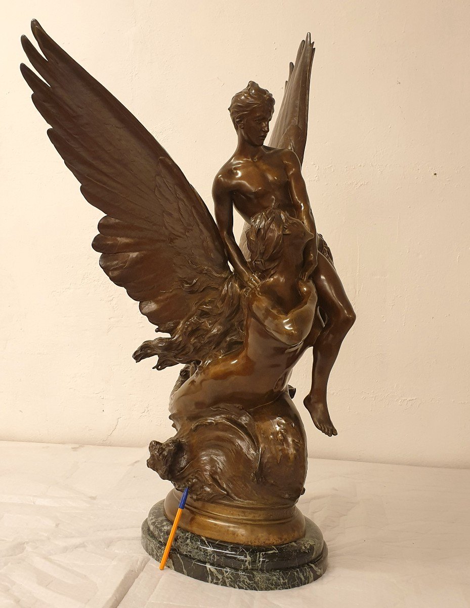 Grande Figure En Bronze La Sirene 97cm Denys Puech (1854-1942)  F. Barbedienne