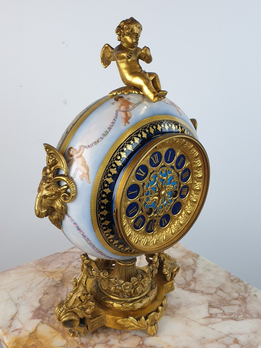 Pendule En Sevres Porcelaine Bronze Dore XIXe-photo-2