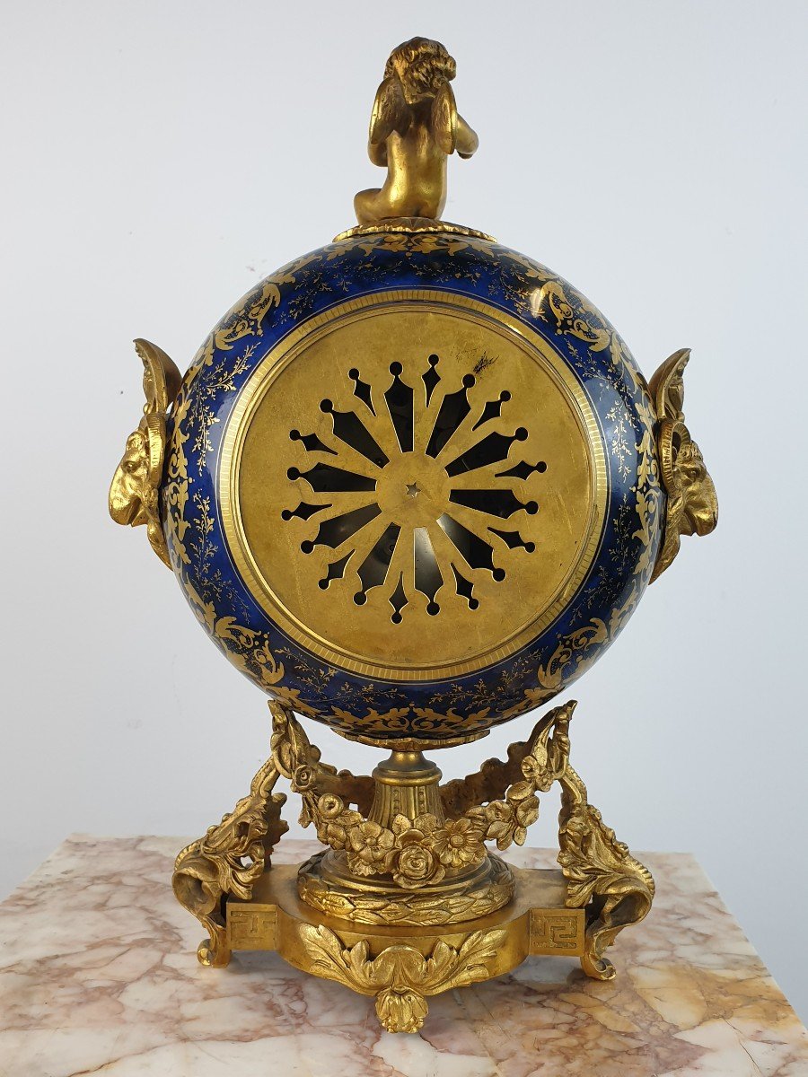 Pendule En Sevres Porcelaine Bronze Dore XIXe-photo-3