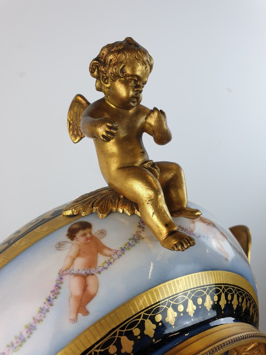 Pendule En Sevres Porcelaine Bronze Dore XIXe-photo-3