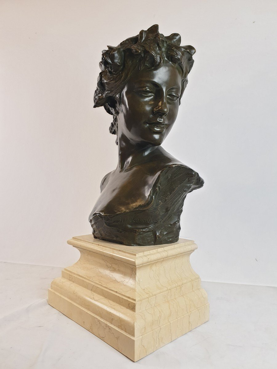 Buste En Bronze De Jeune Femme J. Lambeaux-photo-2