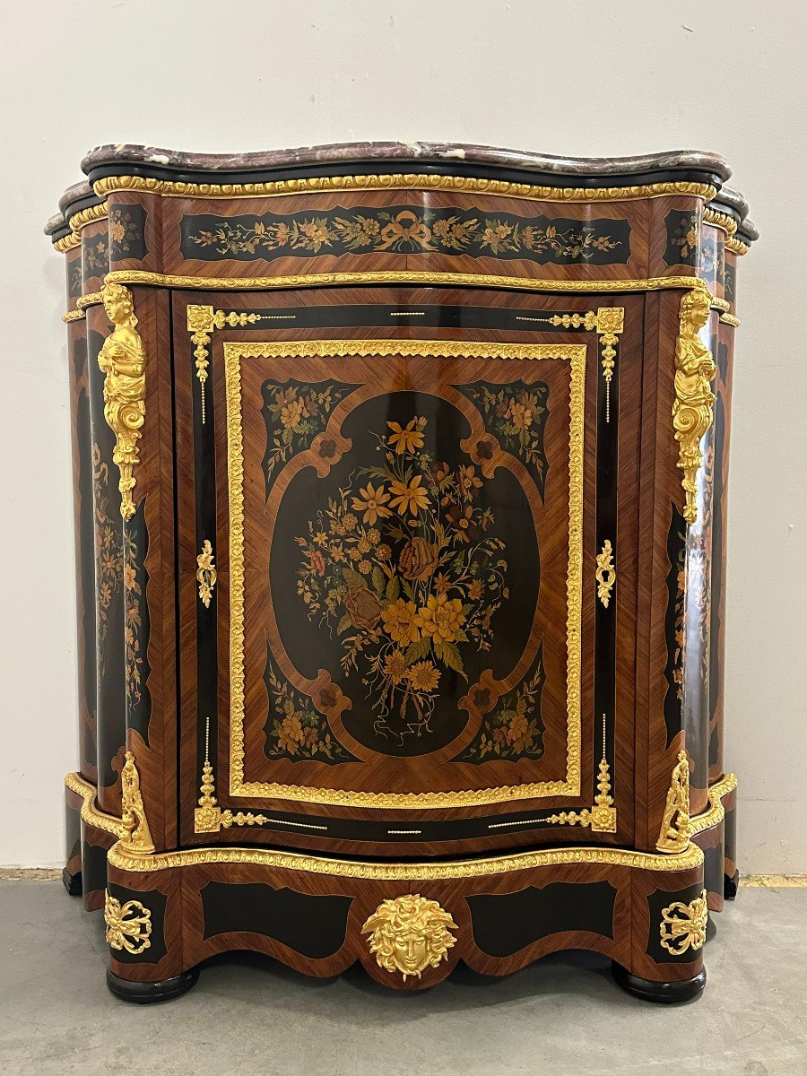 Support Cabinet Marquetry Bronze Dore Napoleon III-photo-2