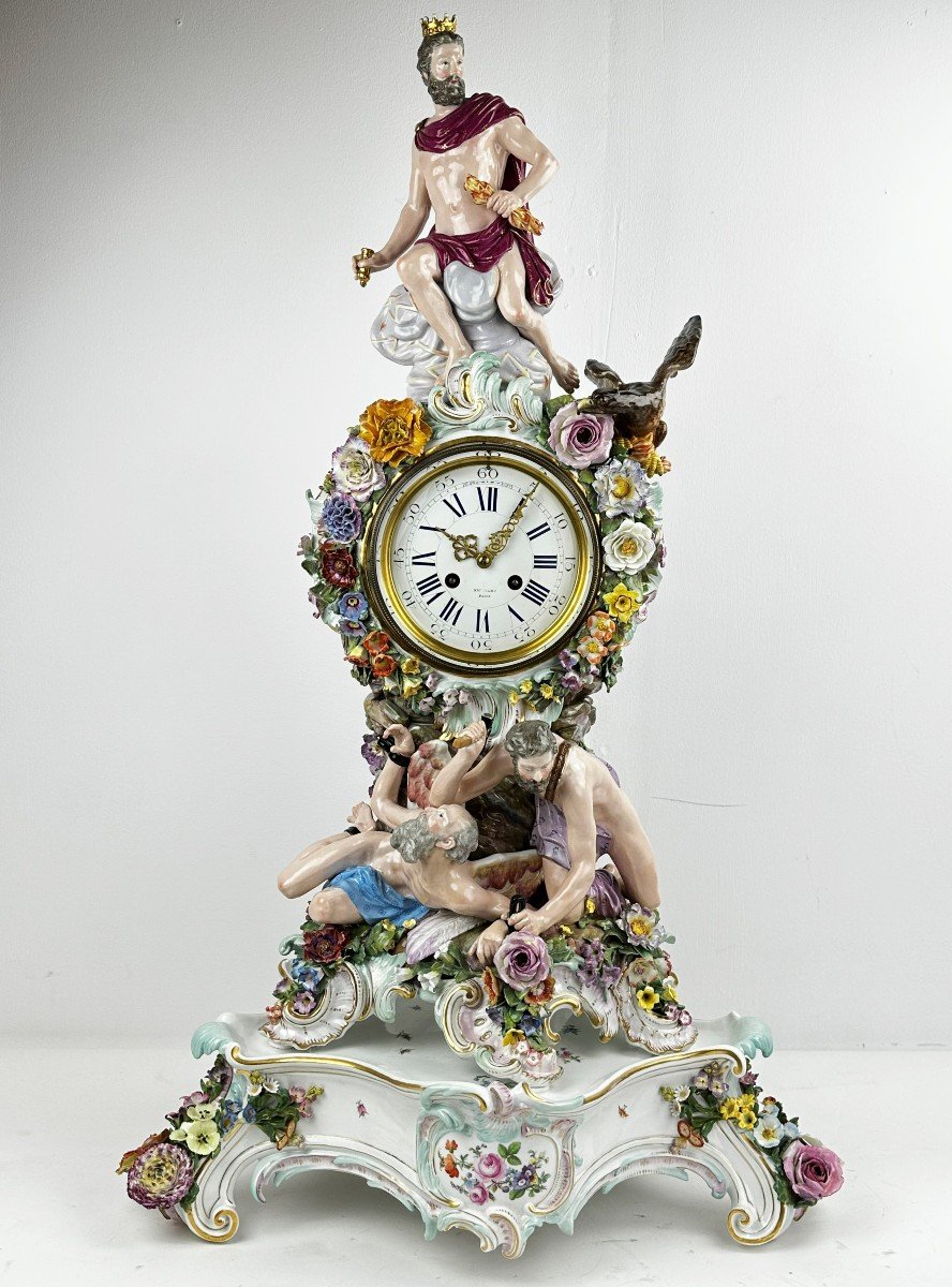 Grande Pendule En Porcelaine Meissen 84 Cm