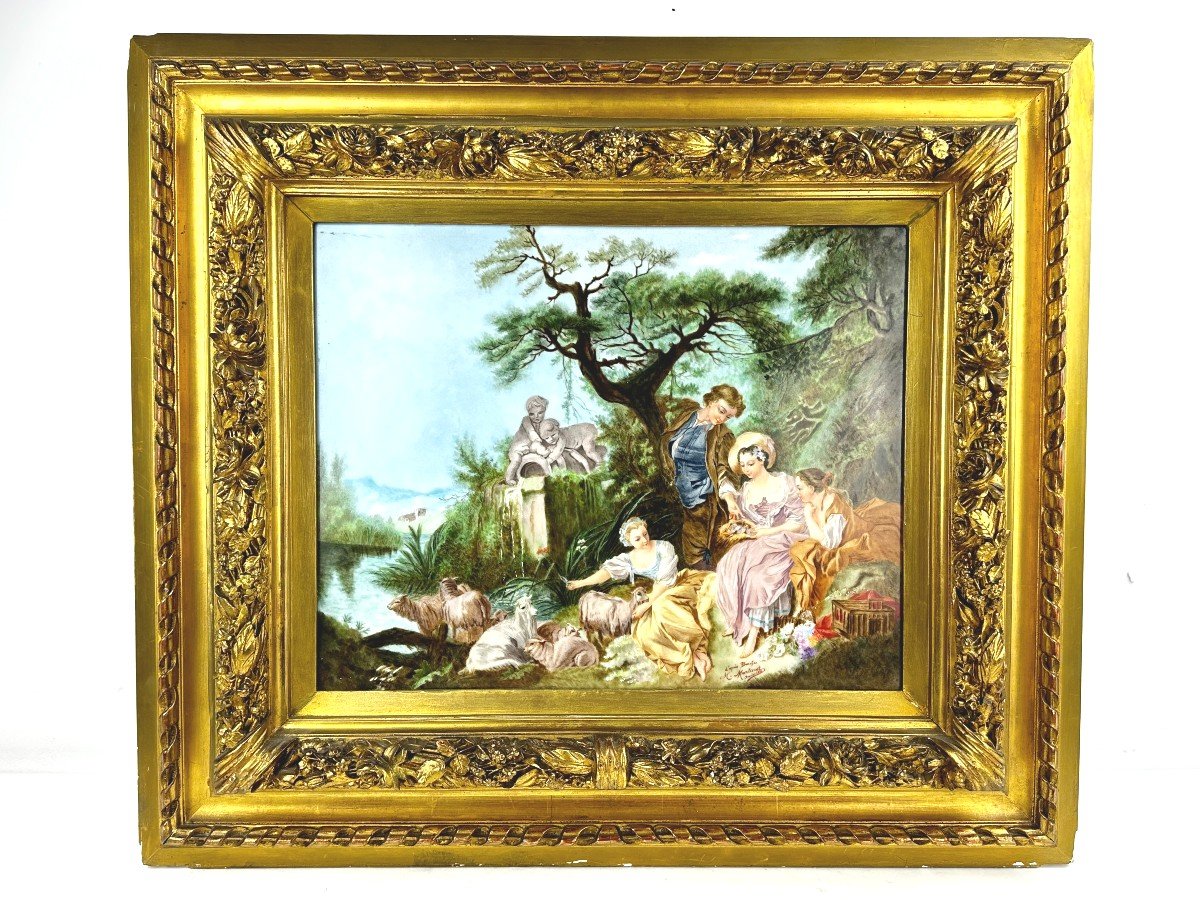 Tableau En Porcelaine M. Martinot d'Apres Boucher