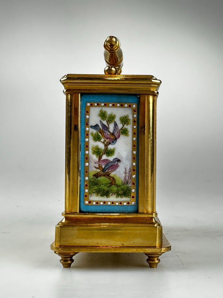 Pendule De Voyage Avec Baromètre Porcelaine Bronze-photo-4