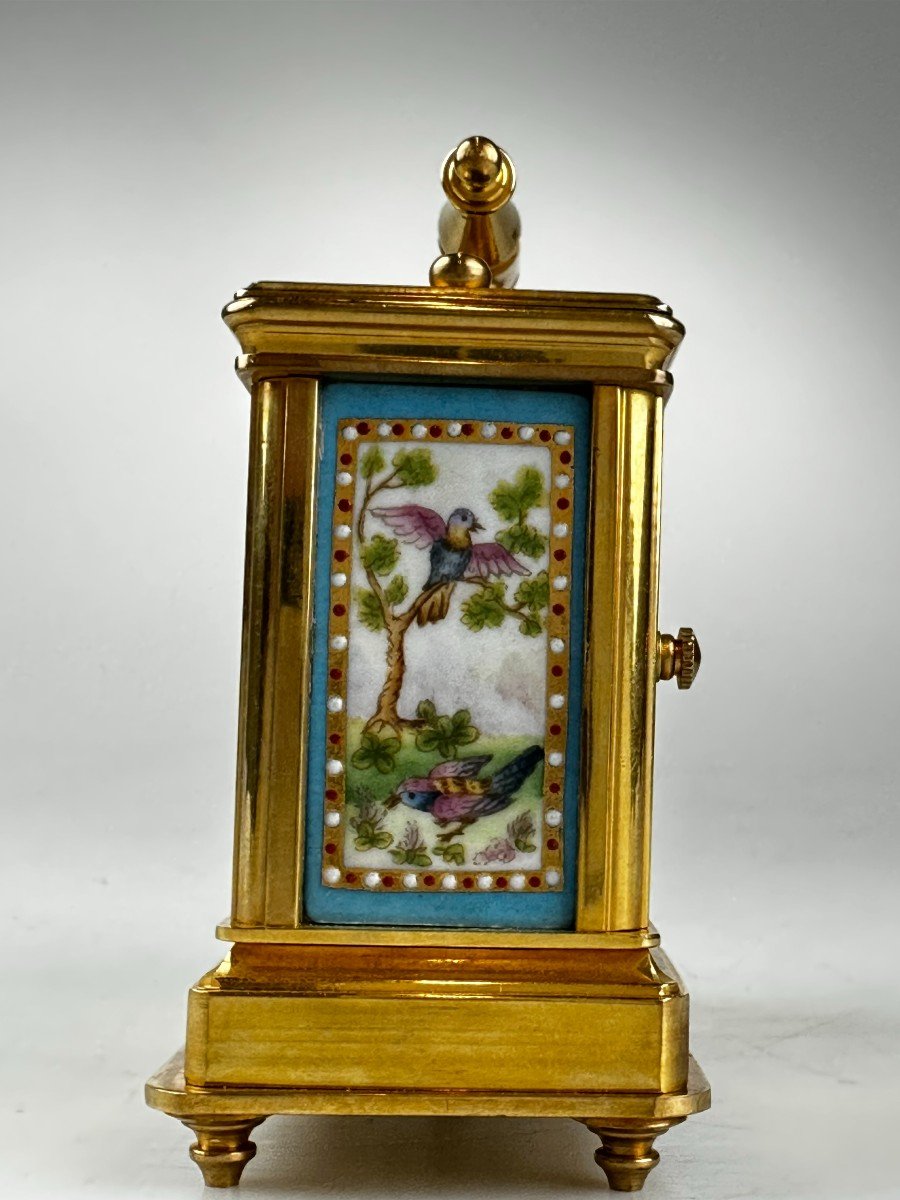 Pendule De Voyage Avec Baromètre Porcelaine Bronze-photo-7