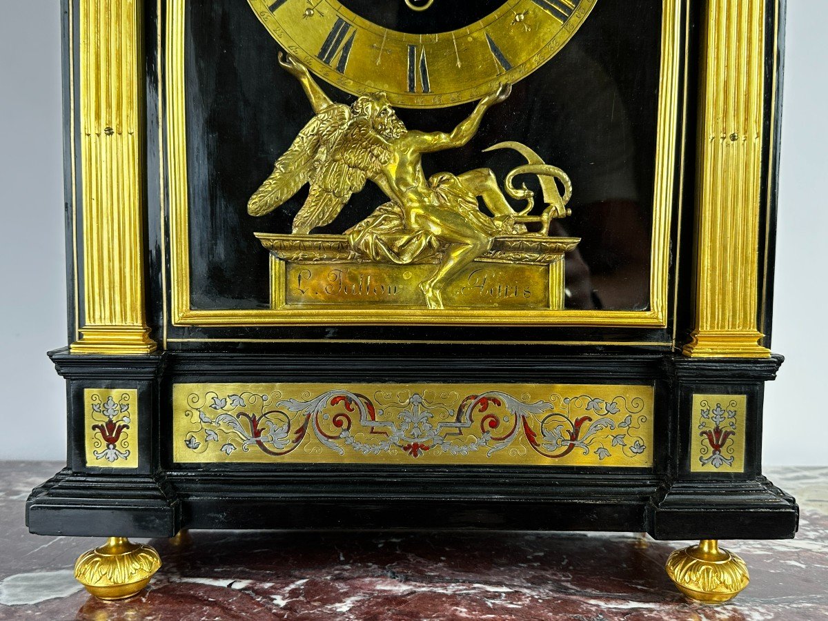 Pendule Religieuse Marqueterie Boulle L. Tallon A Paris 18eme-photo-1