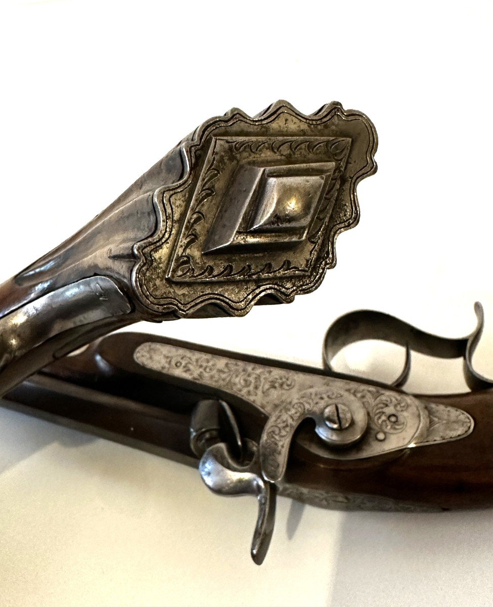 Pair Of Dueling Pistols In A Case 19th Century-photo-5