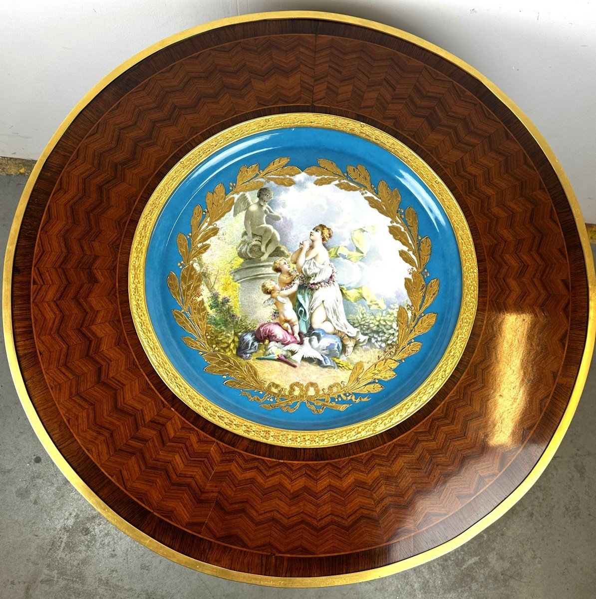 Table Ronde en Plateau de Sevres Porcelaine Bronze Dore 19eme-photo-2