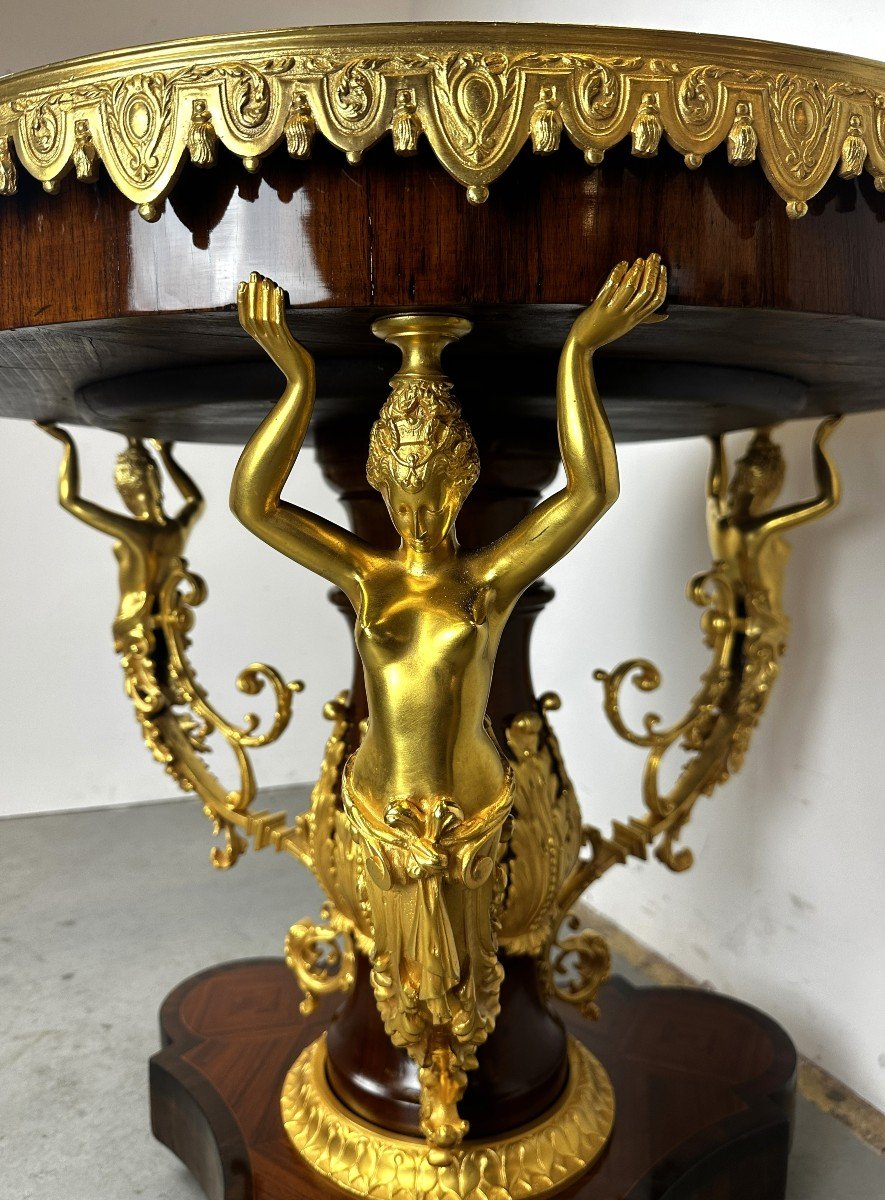 Table Ronde en Plateau de Sevres Porcelaine Bronze Dore 19eme-photo-4