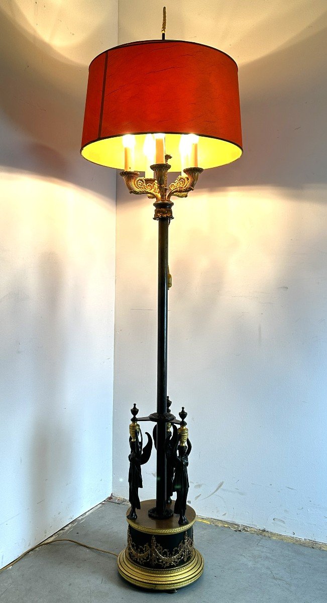 Empire Style Bronze Lamp Signed Languereau A Paris 19th Century-photo-2