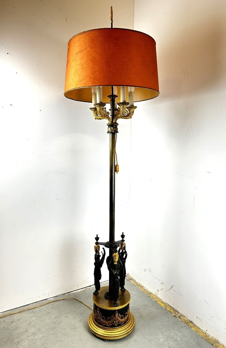 Empire Style Bronze Lamp Signed Languereau A Paris 19th Century-photo-3