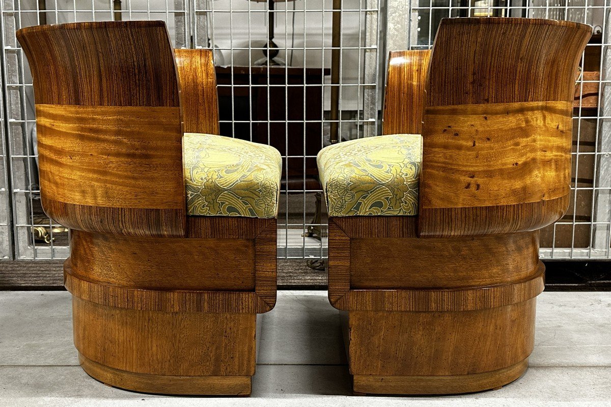 Pair Of Art Deco Walnut Armchairs 1920-photo-2