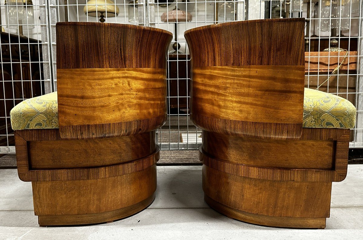 Pair Of Art Deco Walnut Armchairs 1920-photo-3