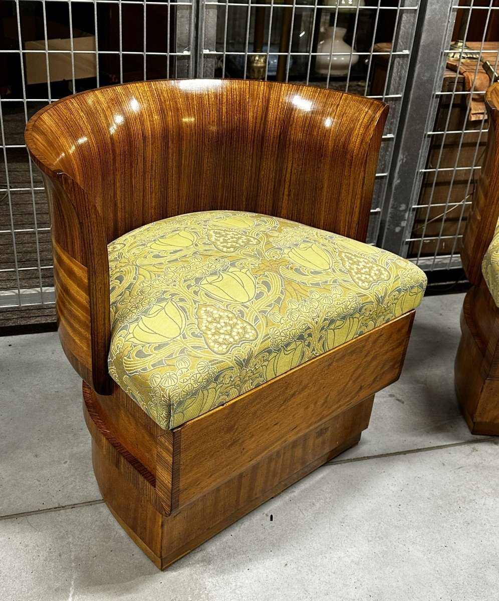 Pair Of Art Deco Walnut Armchairs 1920-photo-3