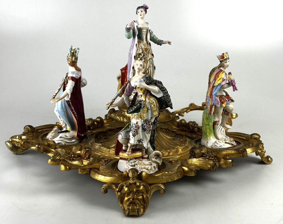 Groupe En Porcelaine En Bronze Dore France 19eme-photo-4