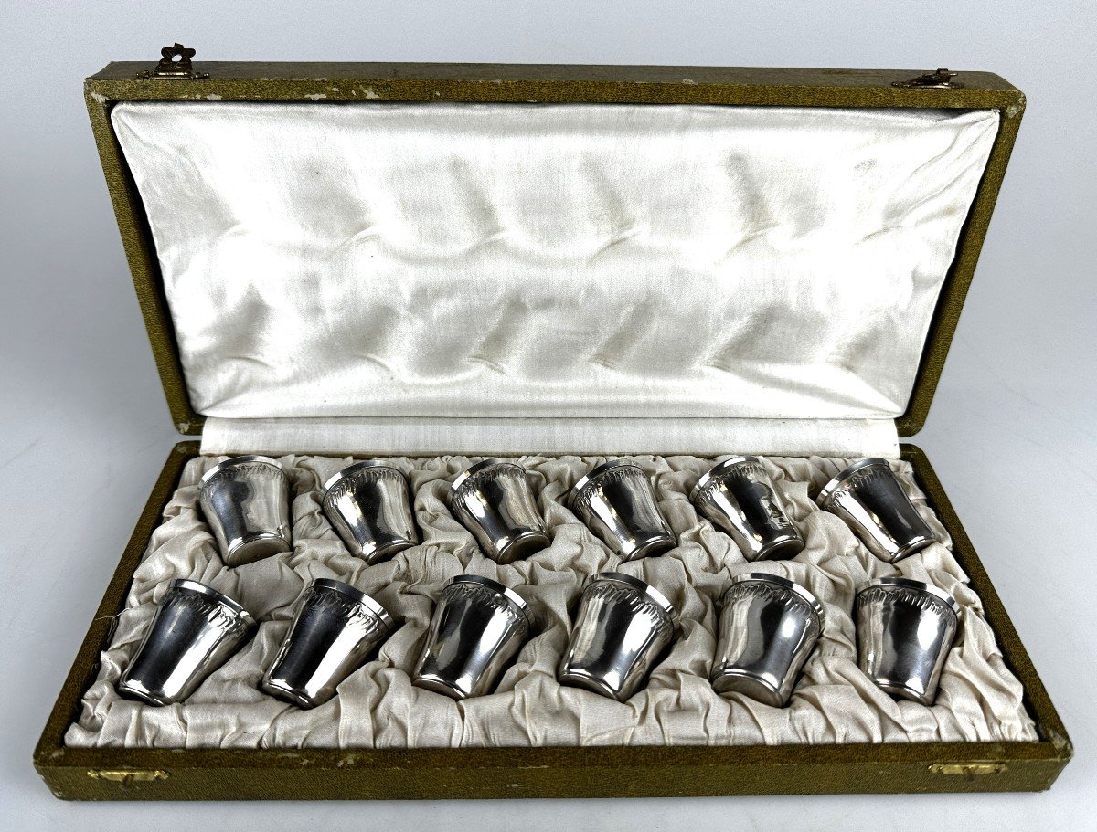 Vodka Liqueur Set 12 Pieces Silver Minerva-photo-2