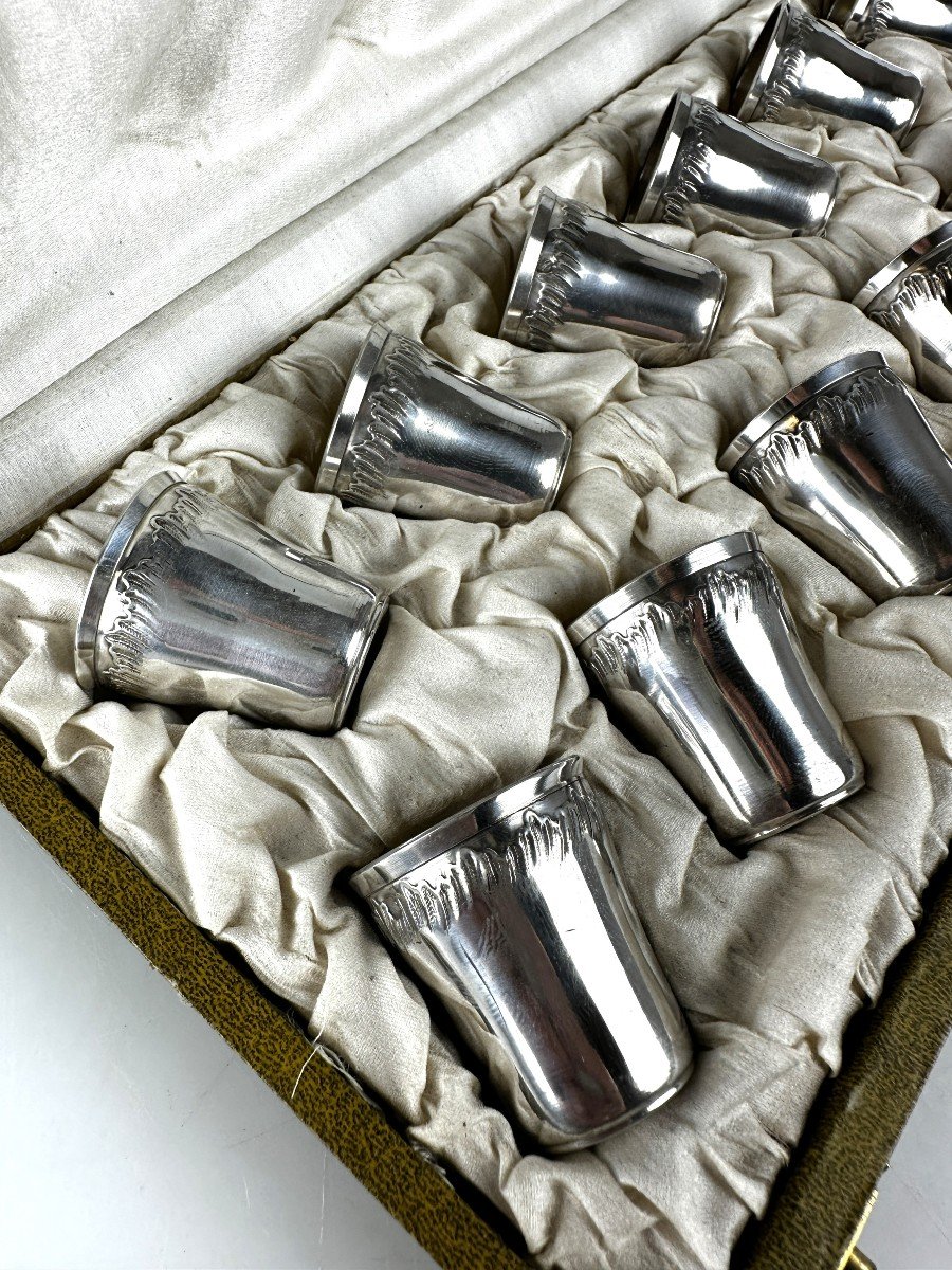 Vodka Liqueur Set 12 Pieces Silver Minerva-photo-2