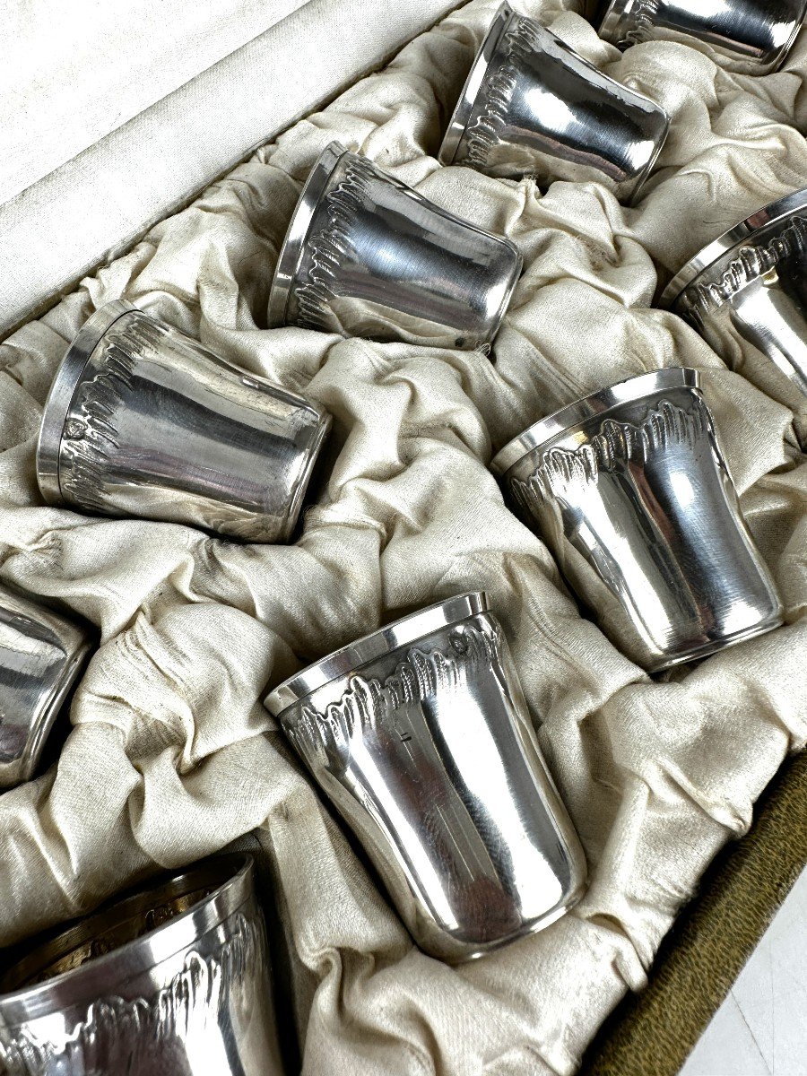 Vodka Liqueur Set 12 Pieces Silver Minerva-photo-3