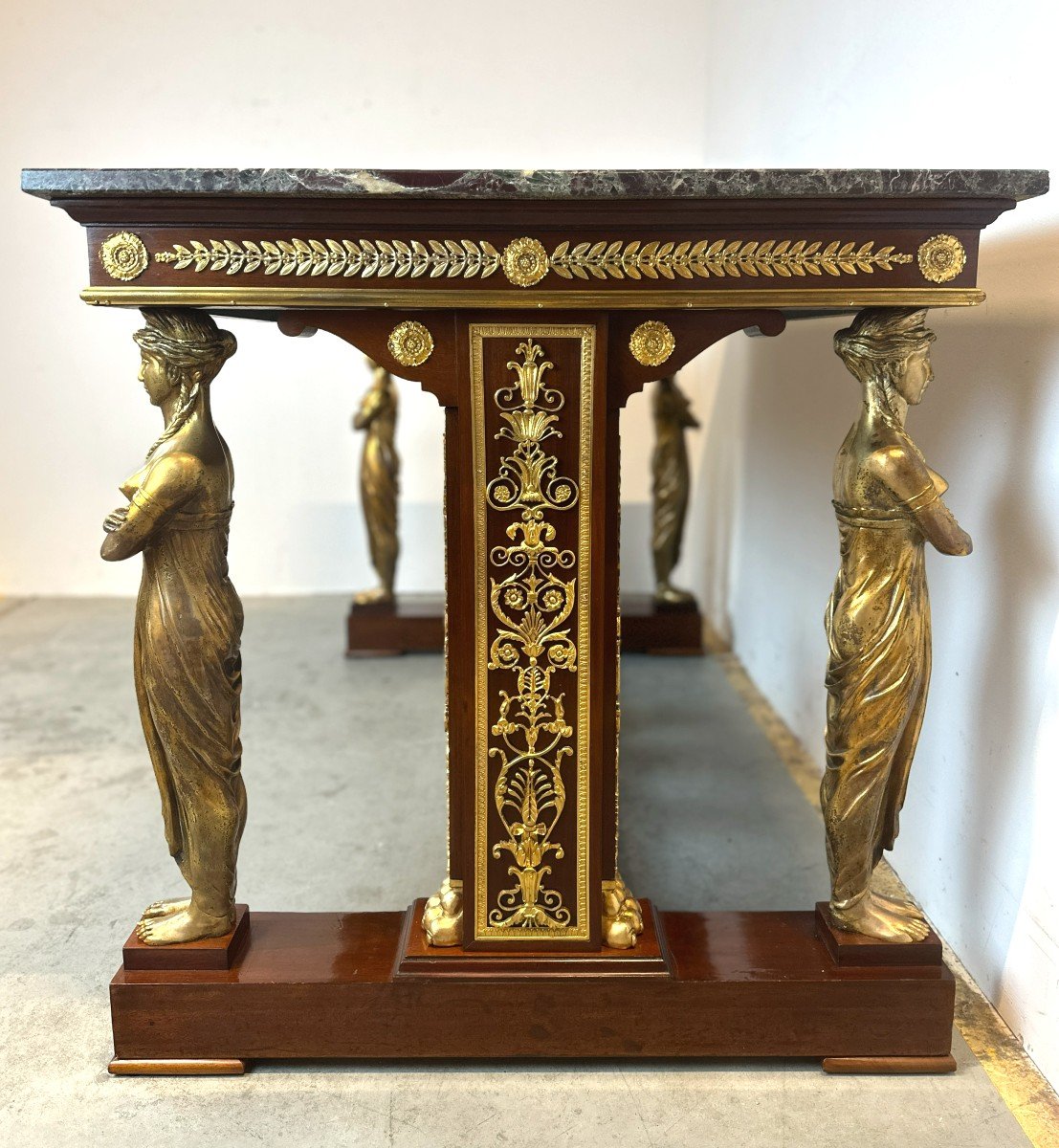 Superbe Table En Empire Signee E. Kahn Et Bronze Dore Acajou-photo-3