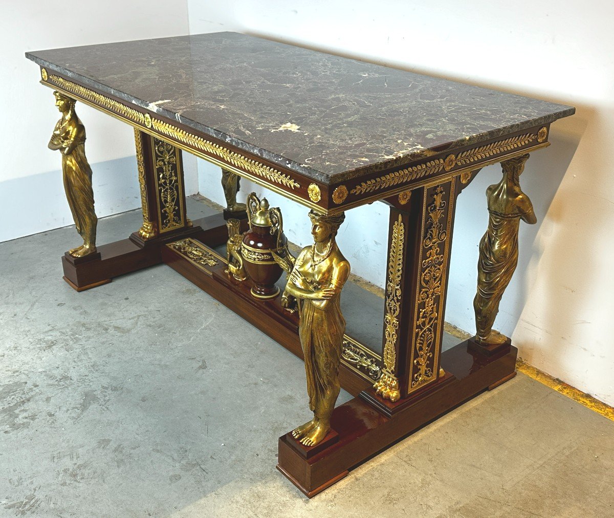 Superbe Table En Empire Signee E. Kahn Et Bronze Dore Acajou-photo-1