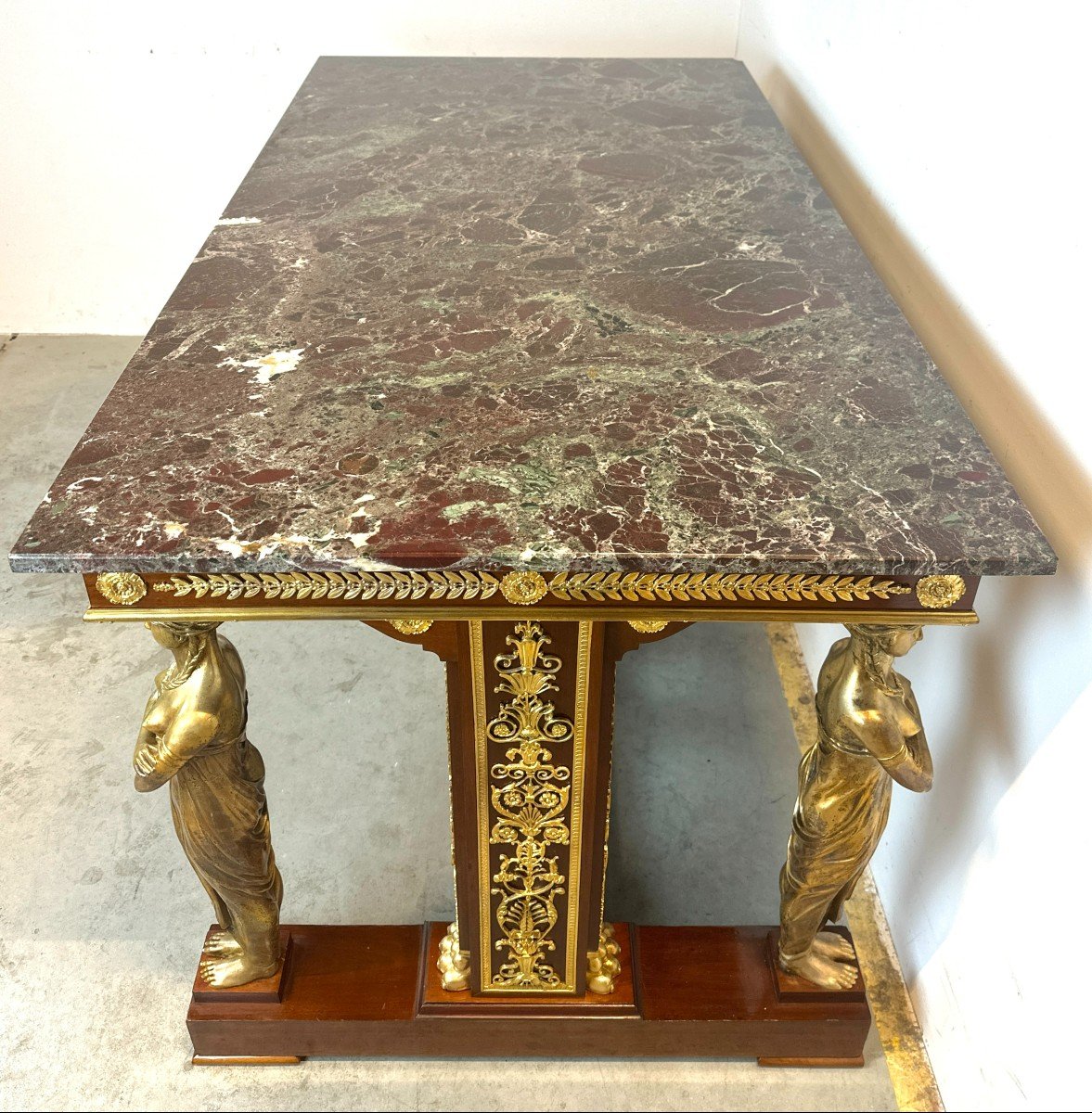 Superbe Table En Empire Signee E. Kahn Et Bronze Dore Acajou-photo-5